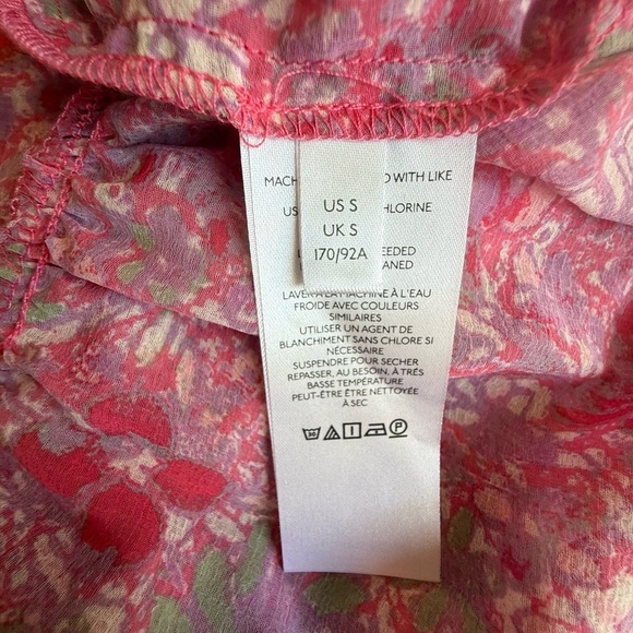 Free People Womens Small Pink Multi Floral Sheer Groovy Ruffle Maxi Feminine - Picture 12 of 13